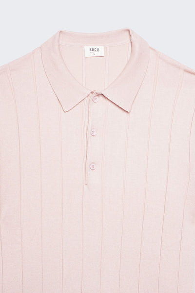 Men's Textured Ribbed Knit Polo with Hem Band - The New Standard