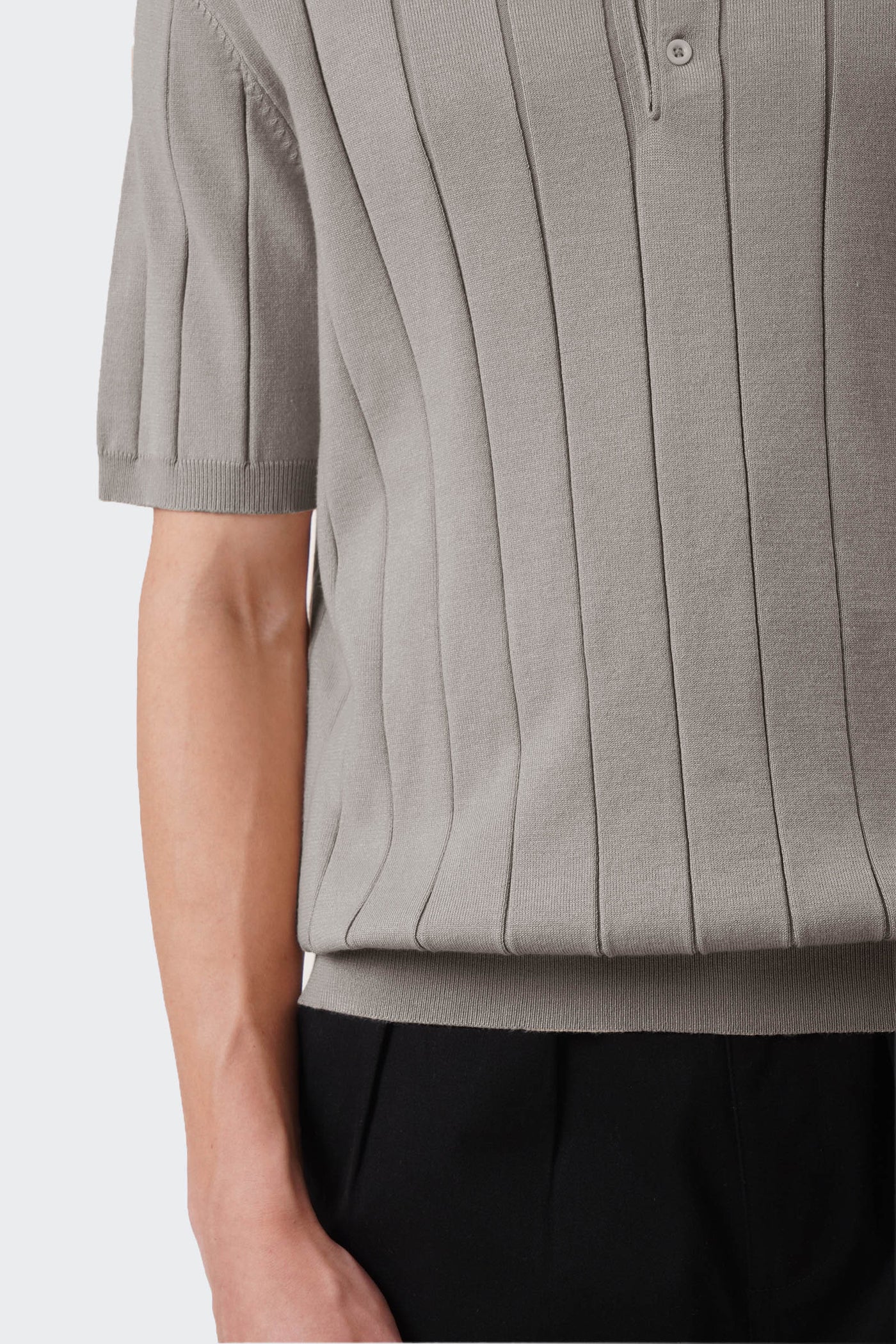 Men's Textured Ribbed Knit Polo with Hem Band - The New Standard