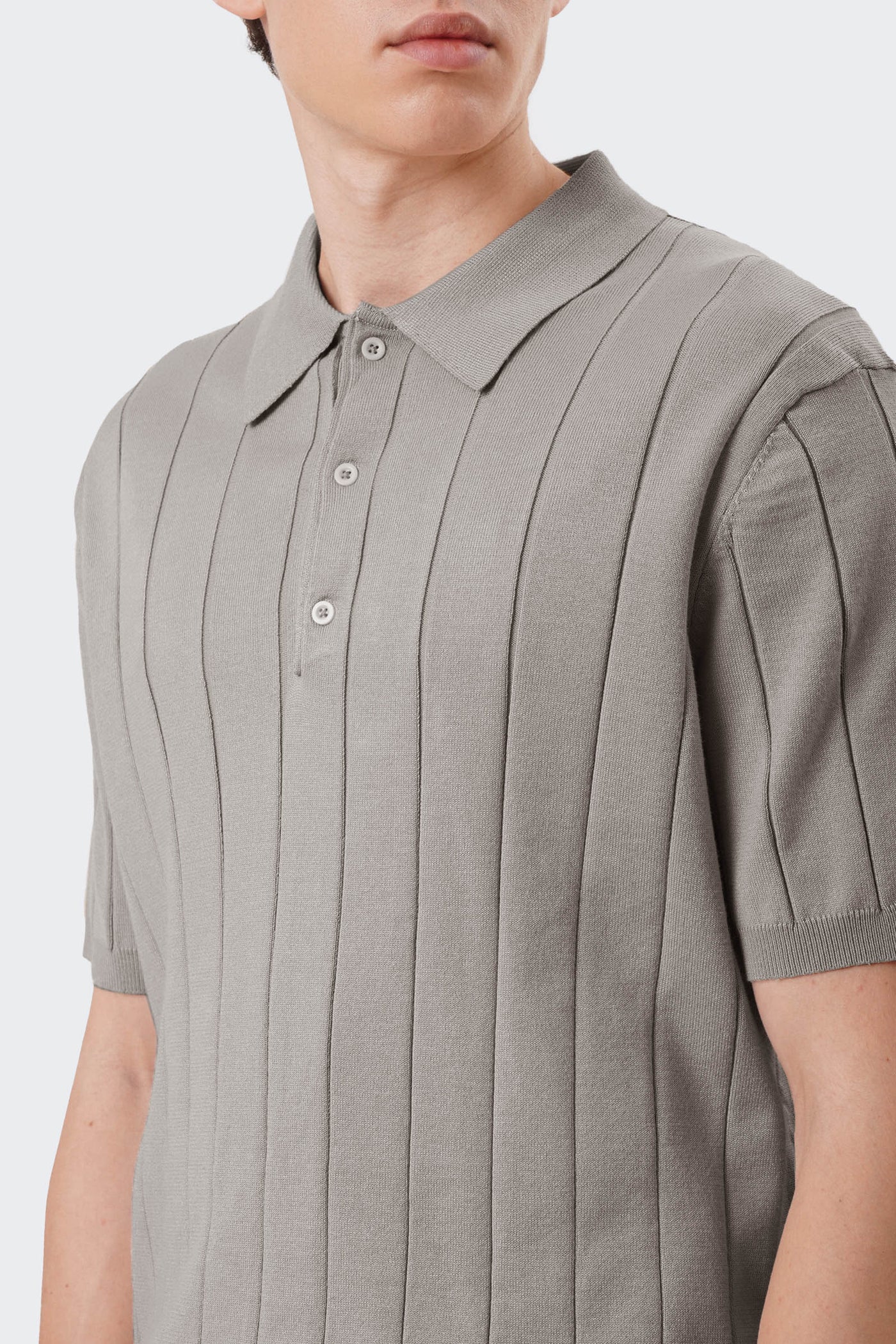 Men's Textured Ribbed Knit Polo with Hem Band - The New Standard