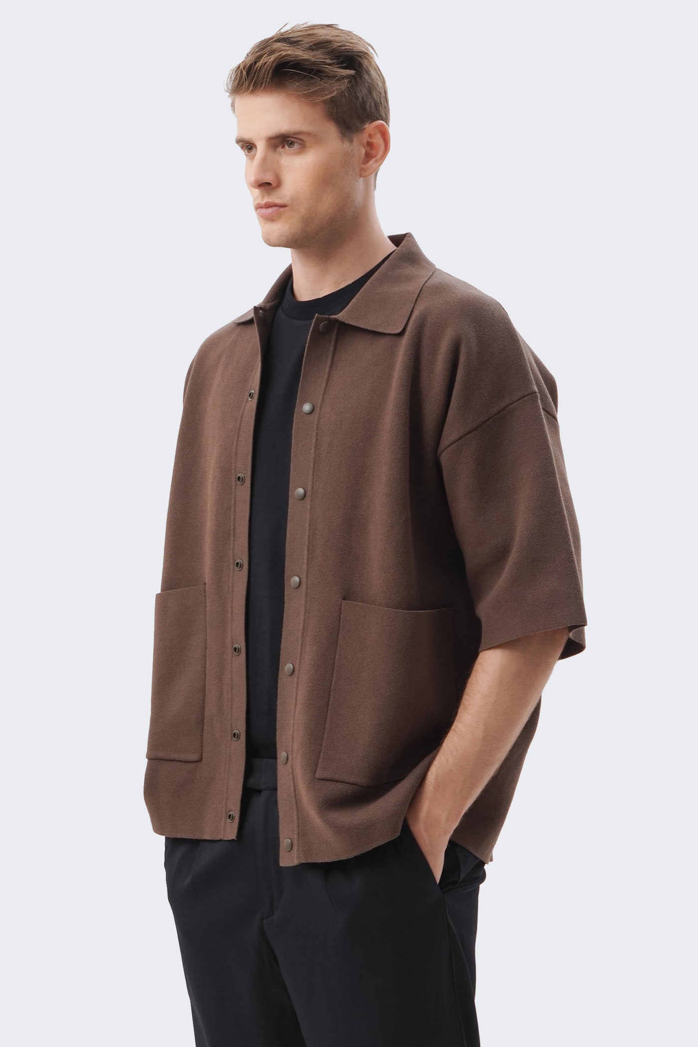 Men's Heavy Knit Shirt with Front Pockets