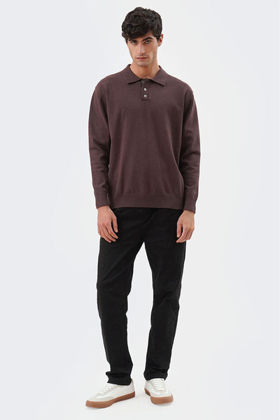 Men's Polo Sweater with Hem Band