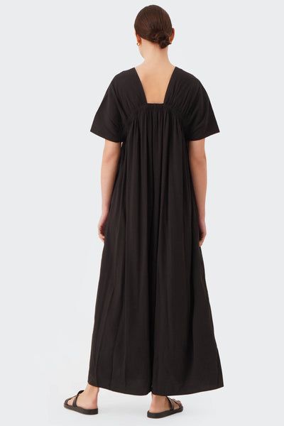 Women's Gathered Shoulder Yoke Maxi Dress