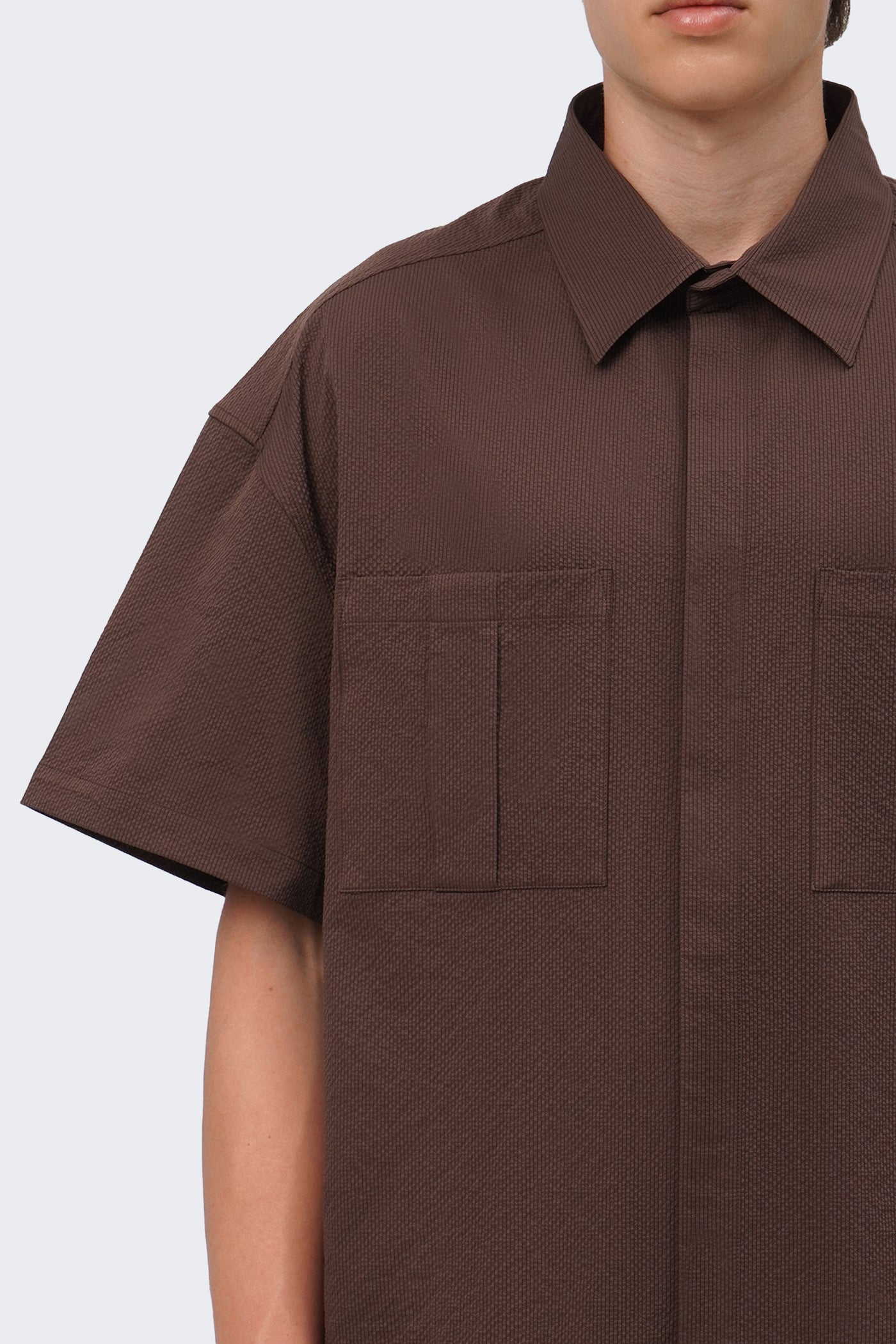 Men's Textured Shirt with Pleated Chest Pockets