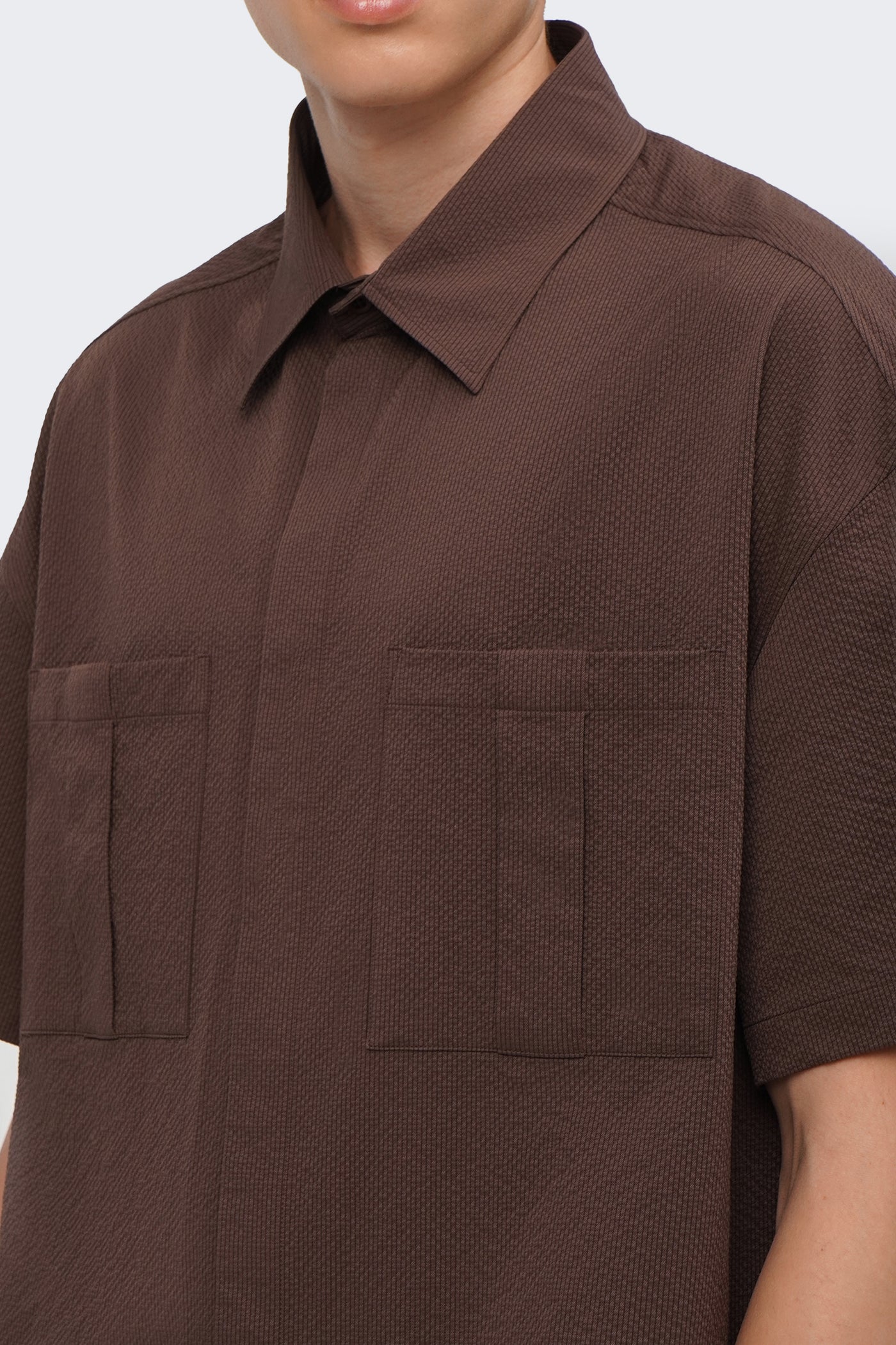 Men's Textured Shirt with Pleated Chest Pockets