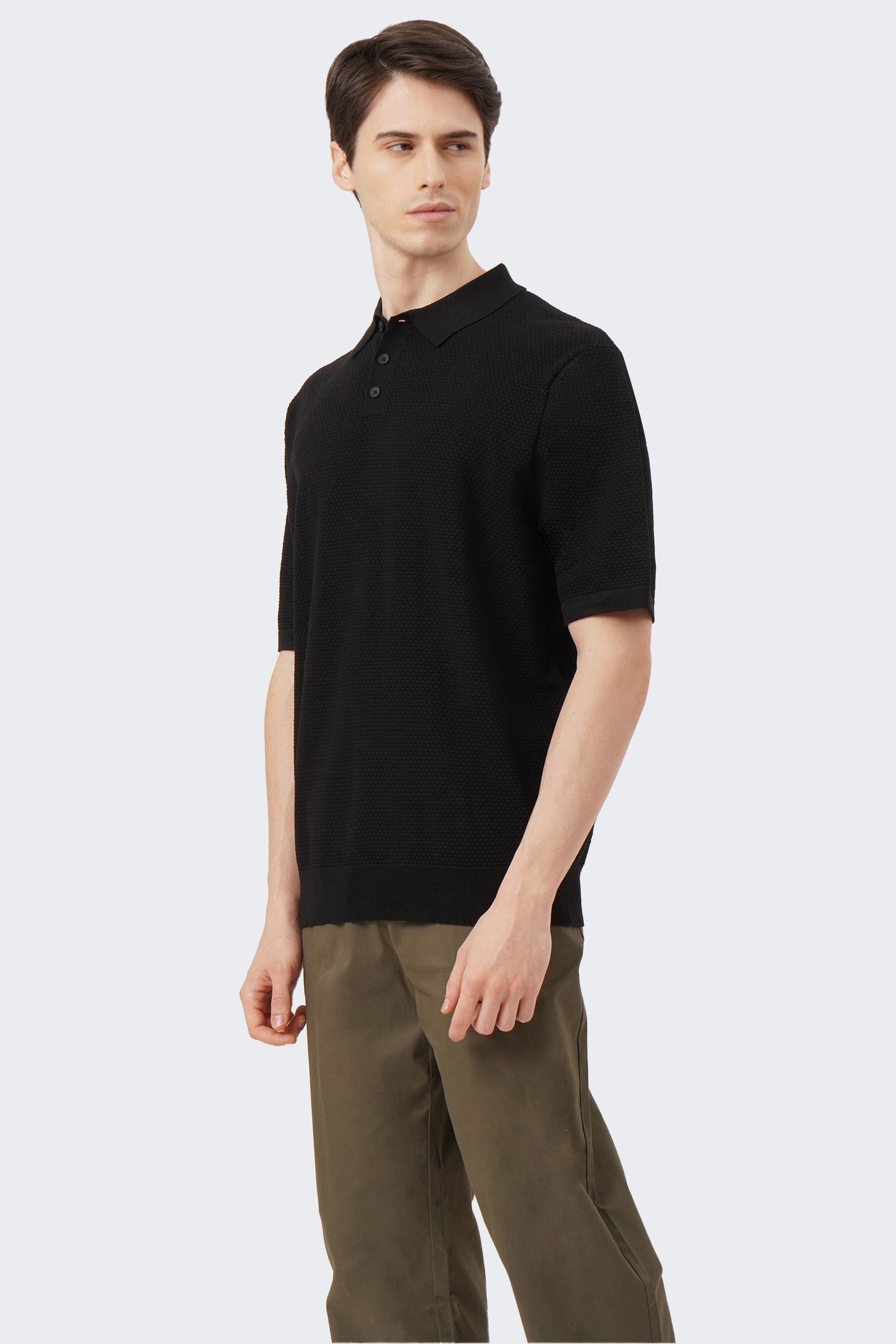 Men's Textured Polo with Hem Band