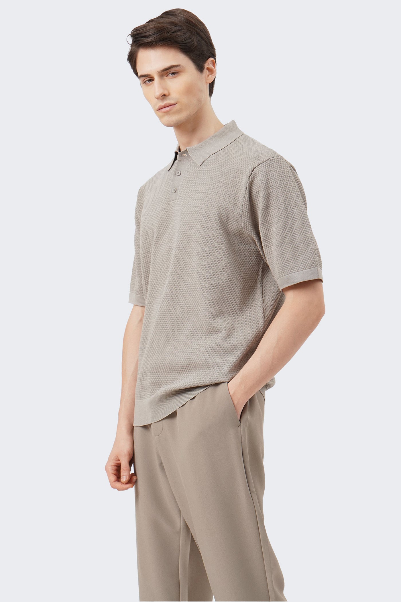 Men's Textured Polo with Hem Band