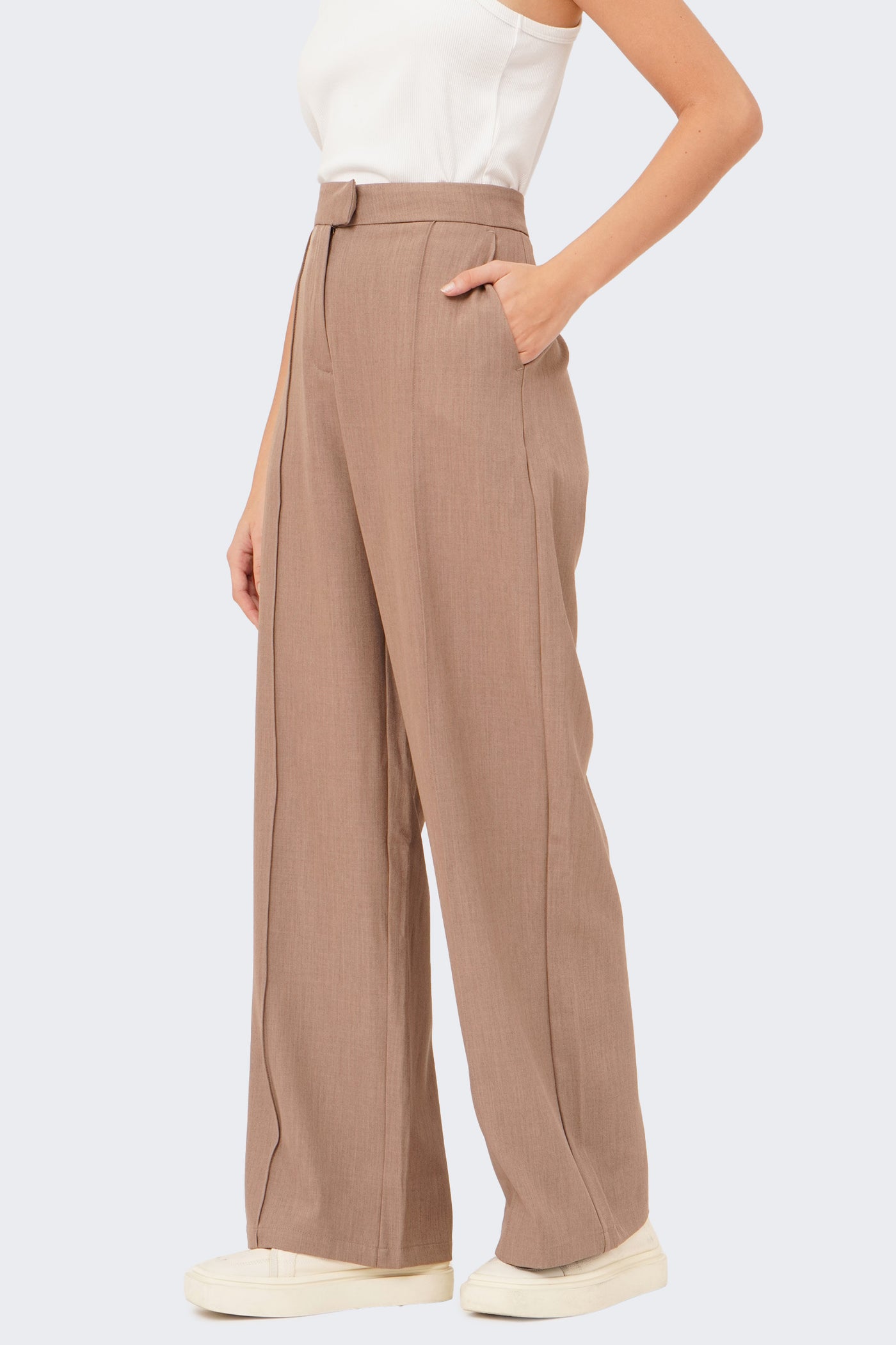 Women's Pintuck Slim Straight Trousers