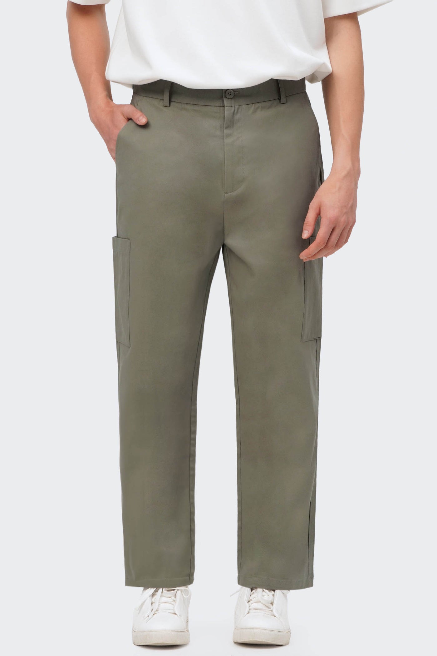 Men's Straight Leg Side Cargo Pocket Trousers