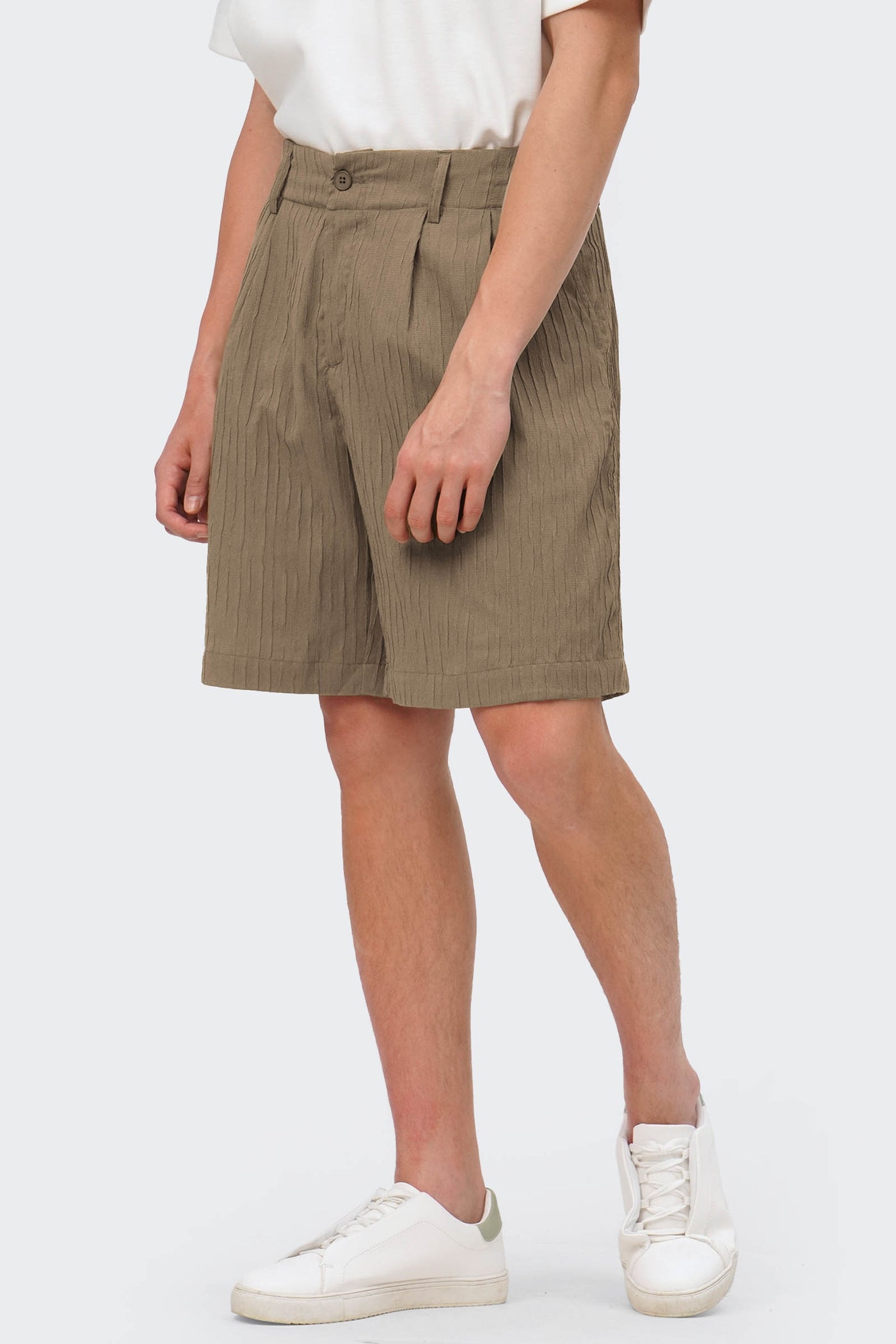 Men's Pleated Textured Shorts