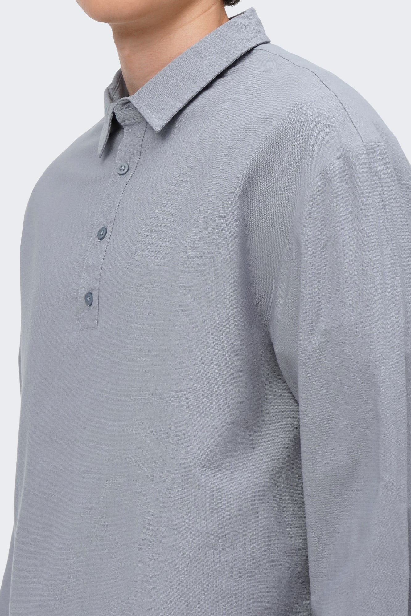 Men's Extended Placket Long Sleeve Shirt