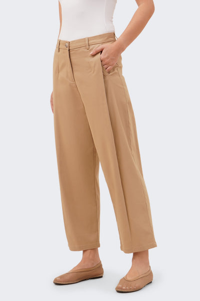 Women's Barrel Leg Single Pleat Pants