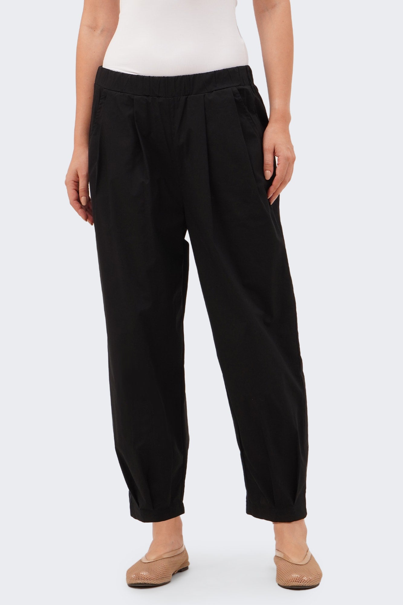 Women's Pull On Pants with Top and Bottom Pleats