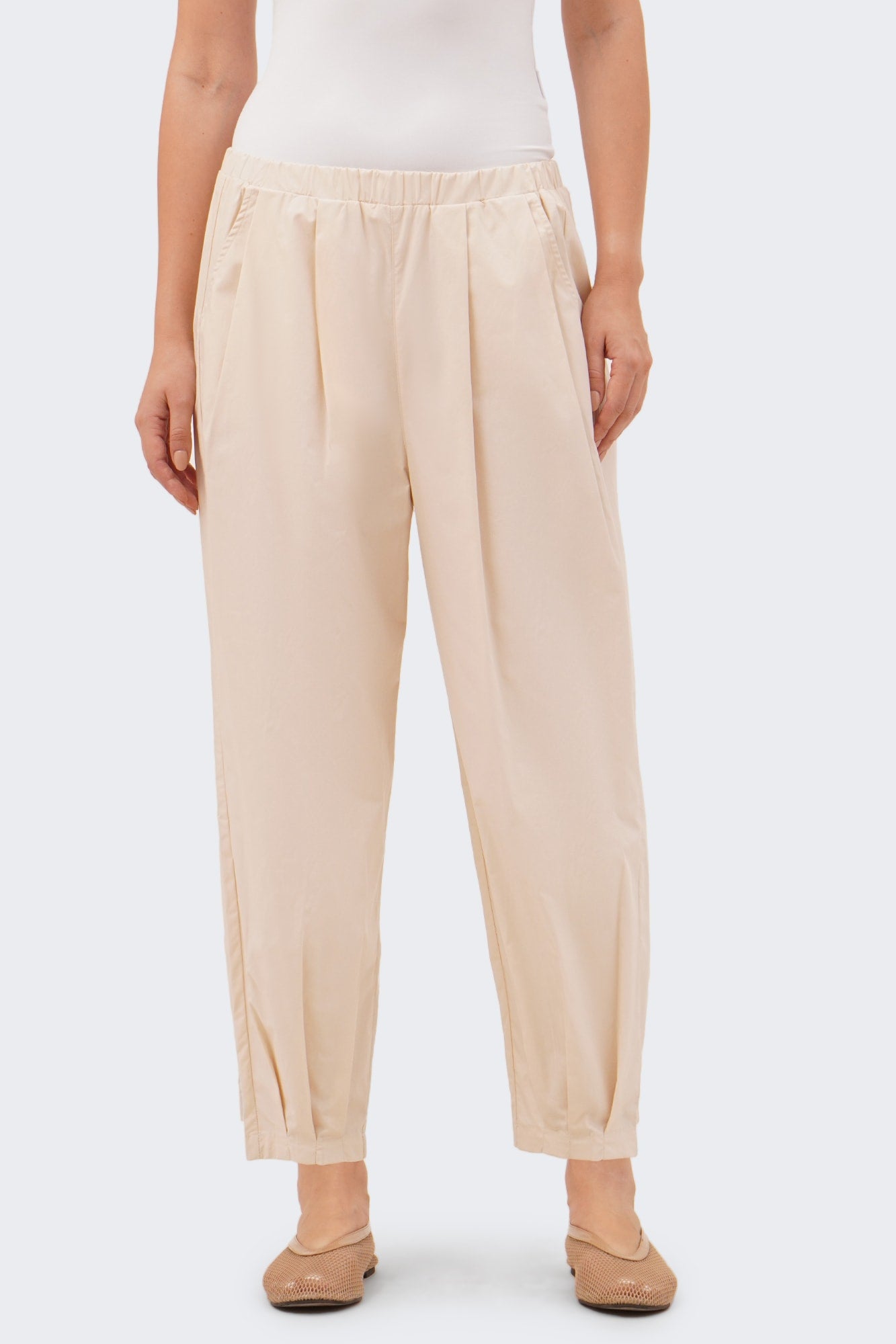 Women's Pull On Pants with Top and Bottom Pleats