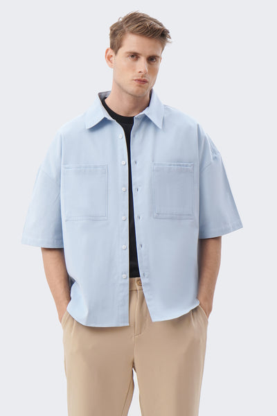 Men's Oversized Shirt with Double Pocket Detail