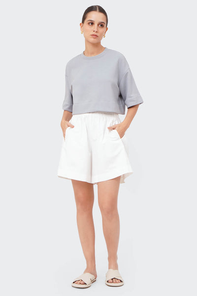 Women's Boxy Cropped Crew Terry T-Shirt