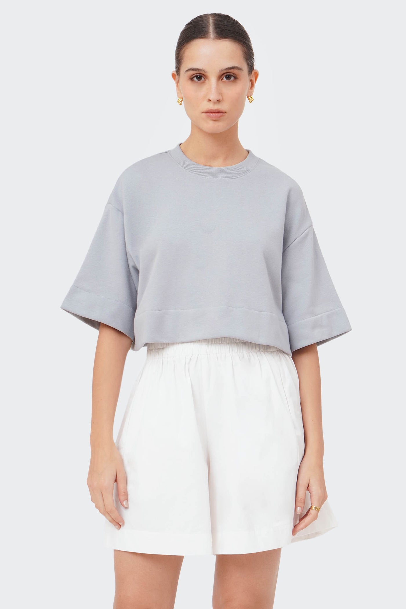 Women's Boxy Cropped Crew Terry T-Shirt