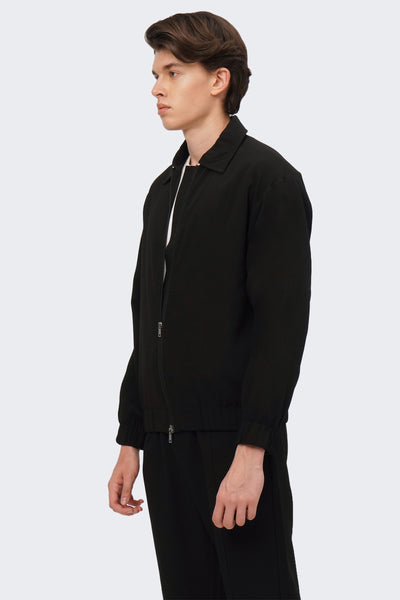 Men's Textured Elastic Zip Up Jacket