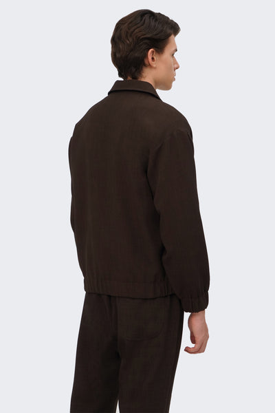 Men's Textured Elastic Zip Up Jacket