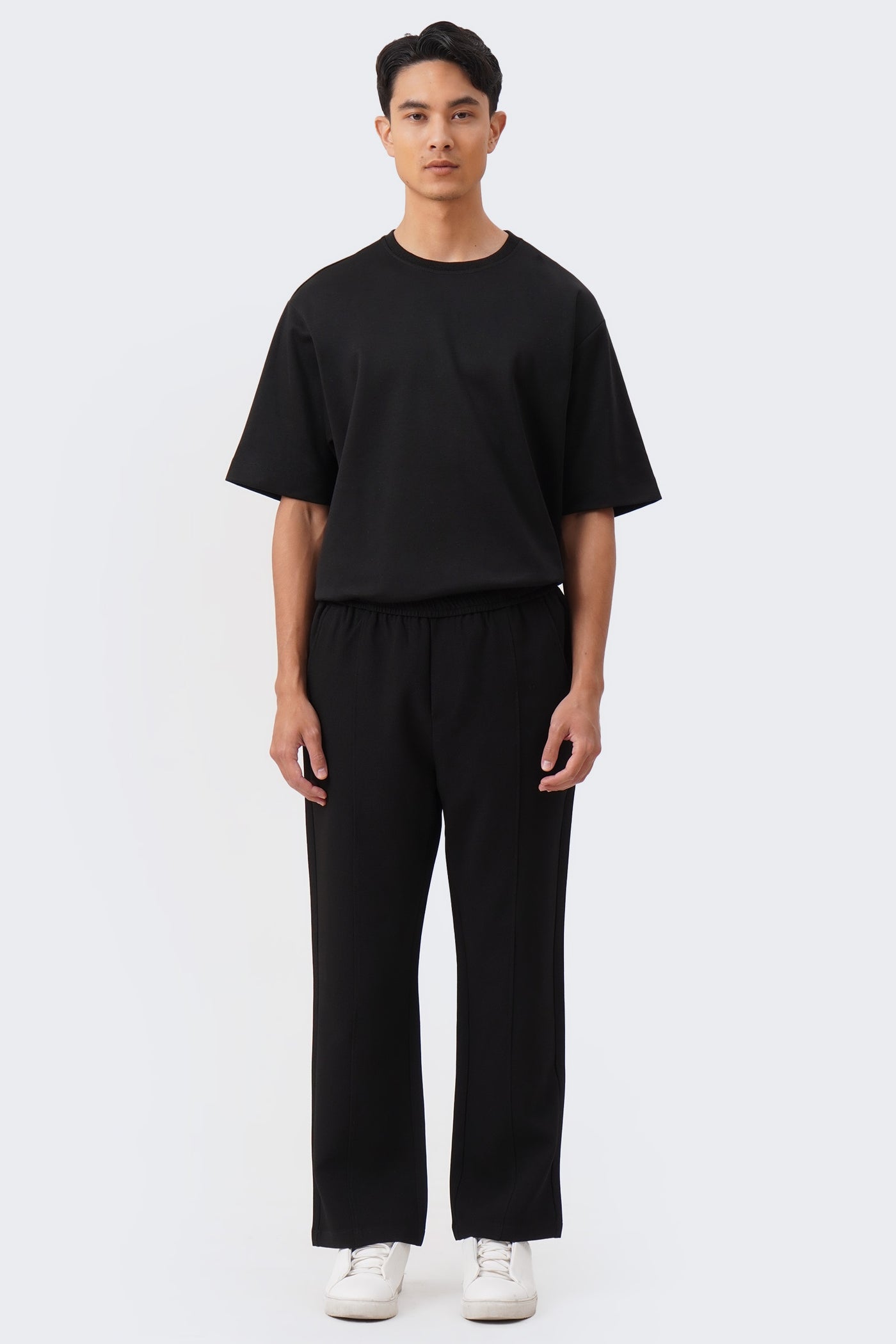 Men's Textured Pintuck Pull On Straight Trousers