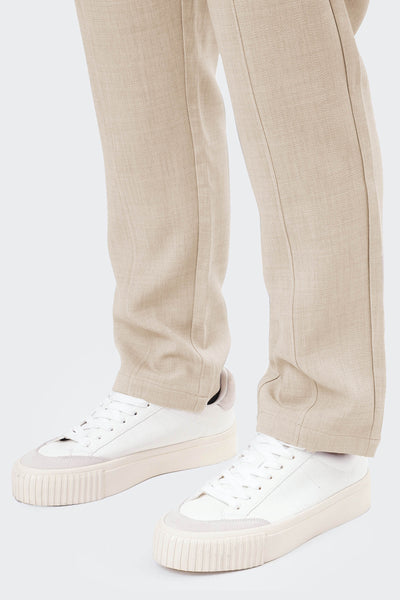 Men's Textured Pintuck Pull On Straight Trousers