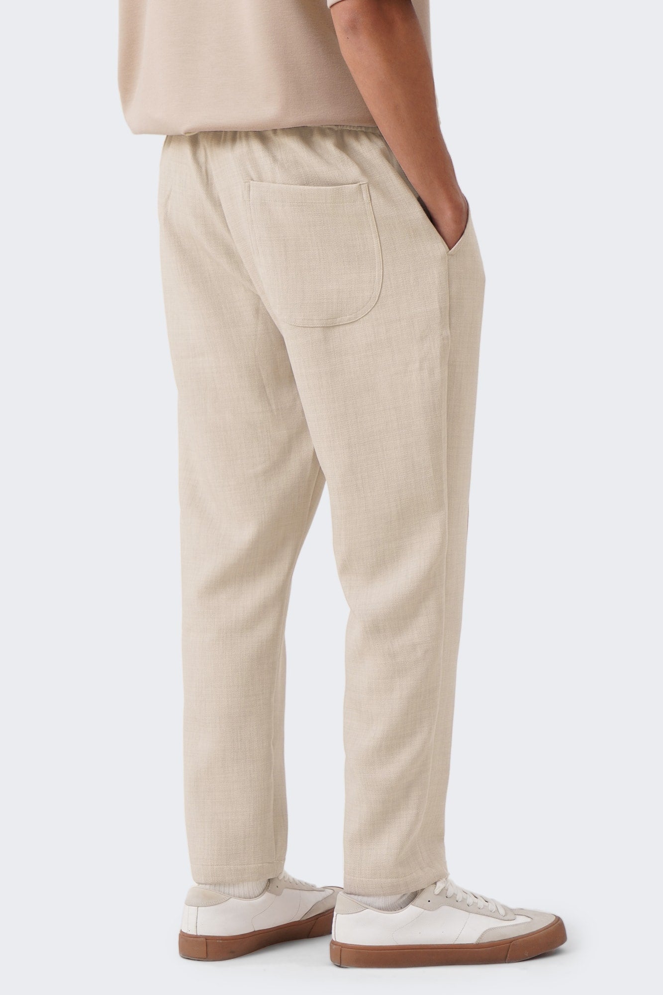 Men's Textured Pintuck Pull On Straight Trousers