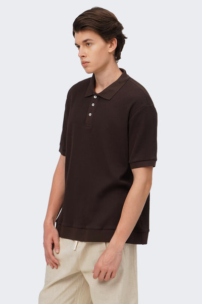 Men's Waffle Polo with Hem Band