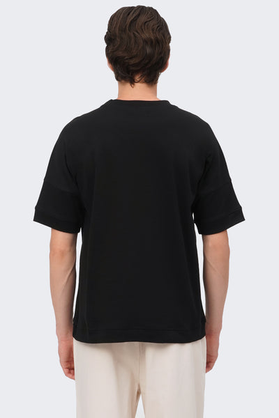 Men's Double Jersey Cut and Sew Sleeve Detail T-Shirt with Hem Band