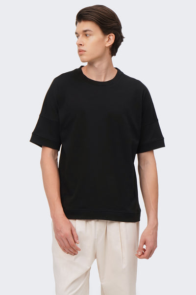 Men's Double Jersey Cut and Sew Sleeve Detail T-Shirt with Hem Band