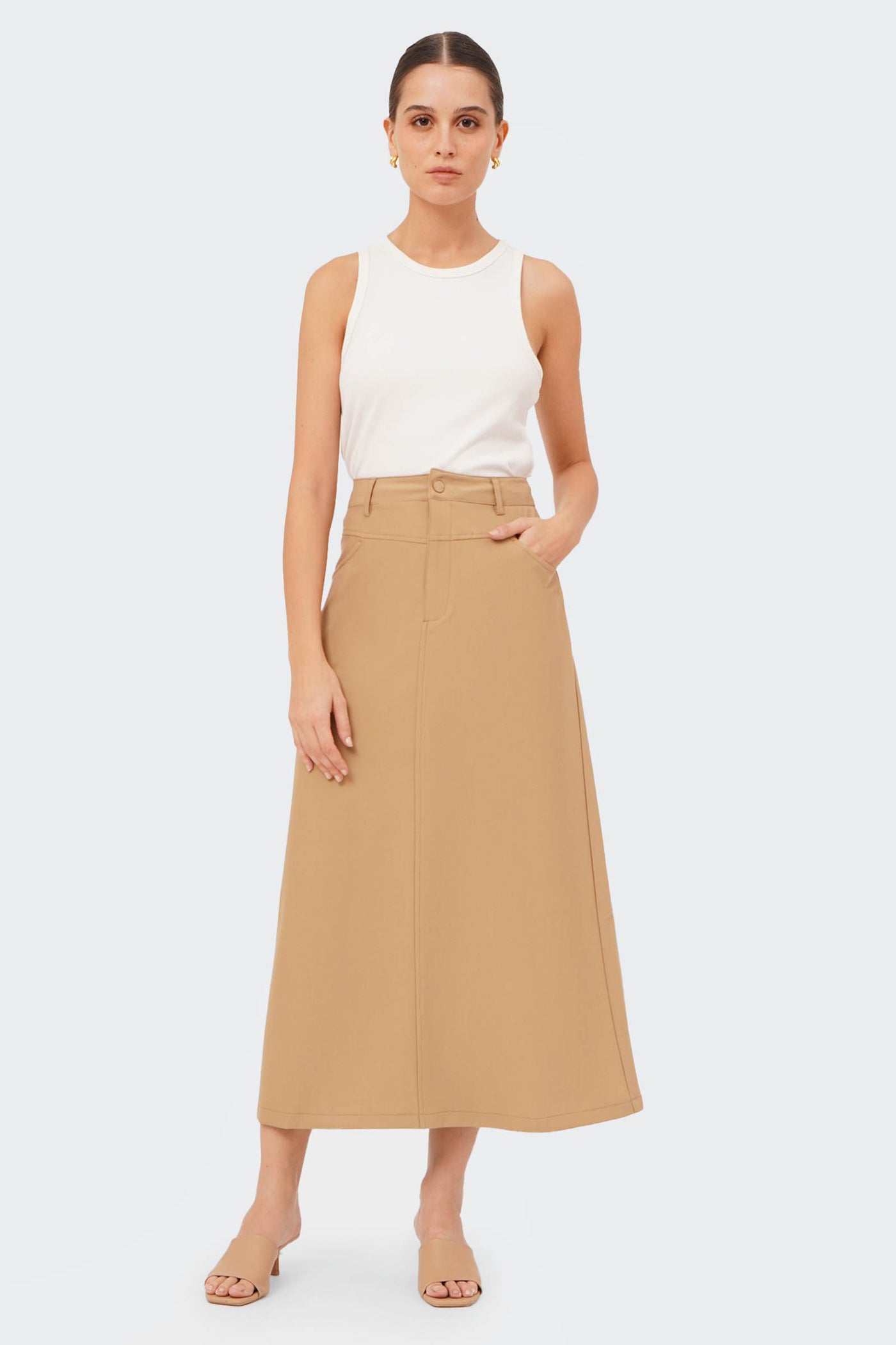 Women's Twill Semi A-Line Yoke Skirt