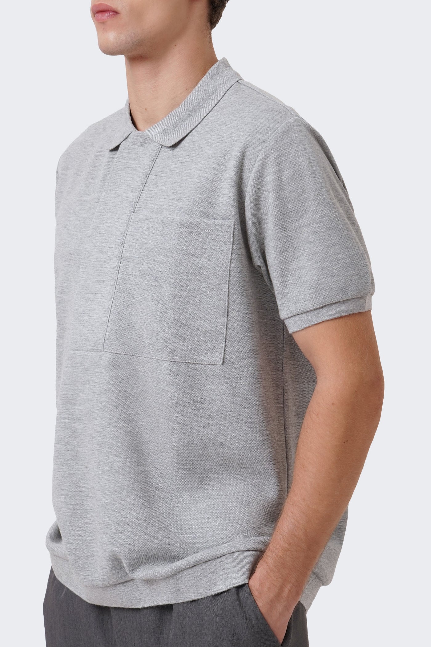 Men's Wide Placket Polo with Pocket