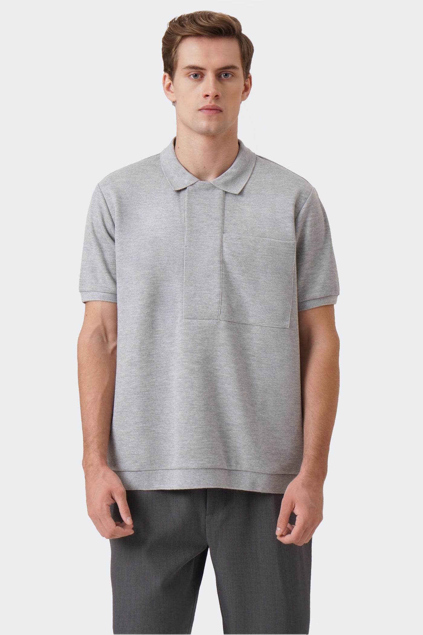 Men's Wide Placket Polo with Pocket