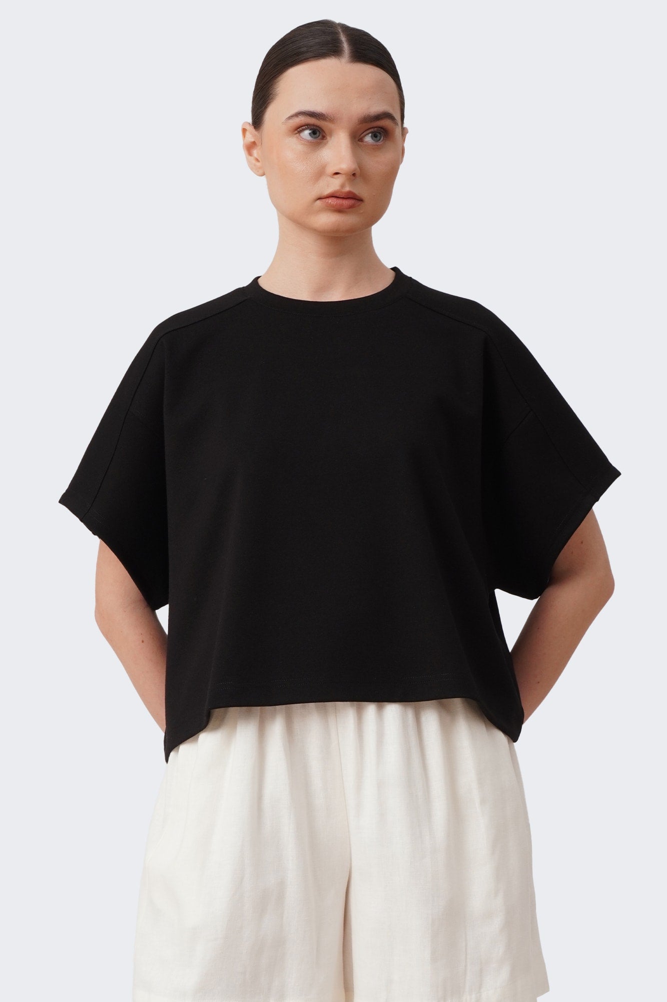 Women's Shoulder Panel Crew T-shirt with Back Yoke Tab