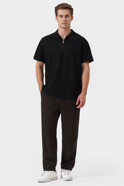 Men's Textured Zip Polo