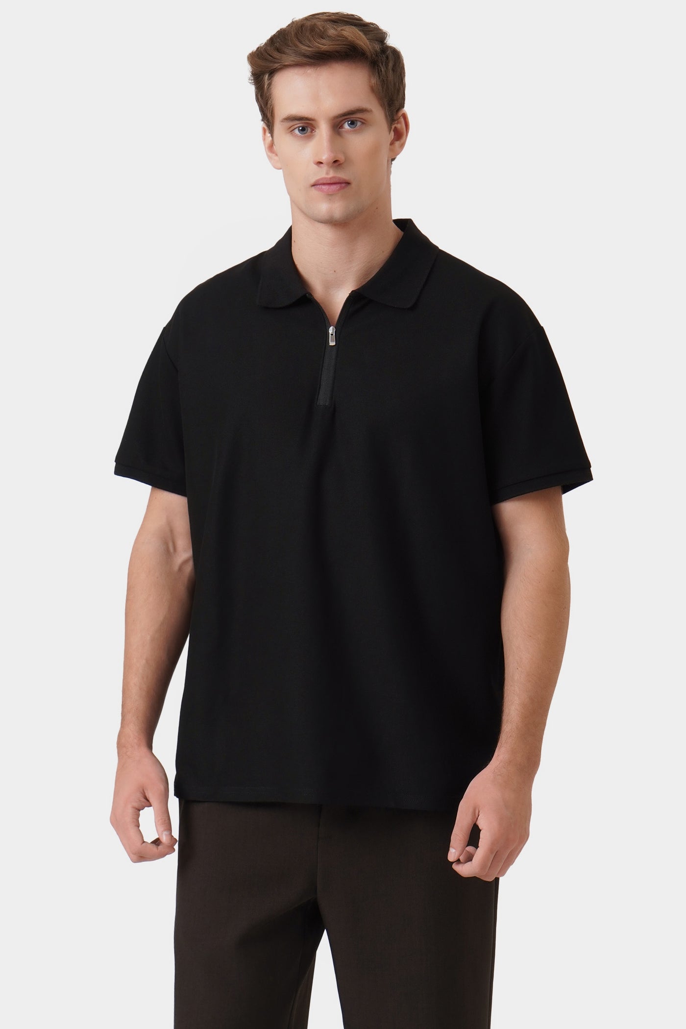 Men's Textured Zip Polo