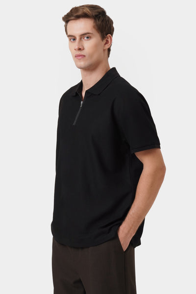 Men's Textured Zip Polo