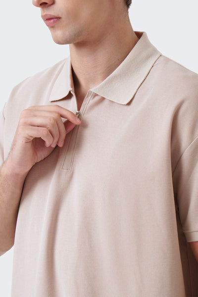 Men's Textured Zip Polo