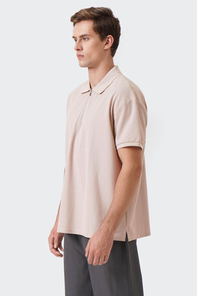 Men's Textured Zip Polo