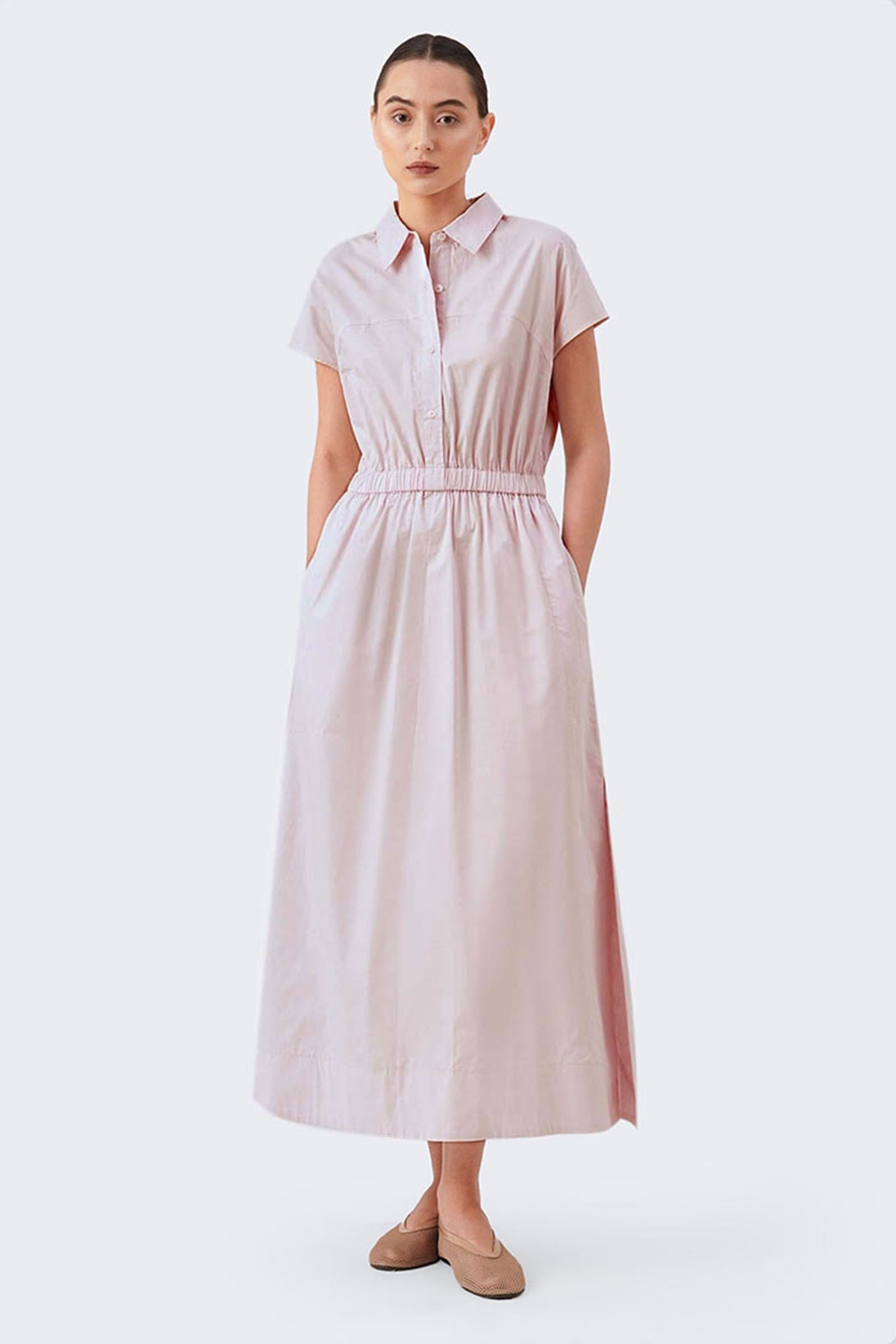 Women's Extended Sleeve Garter Waist Shirtdress