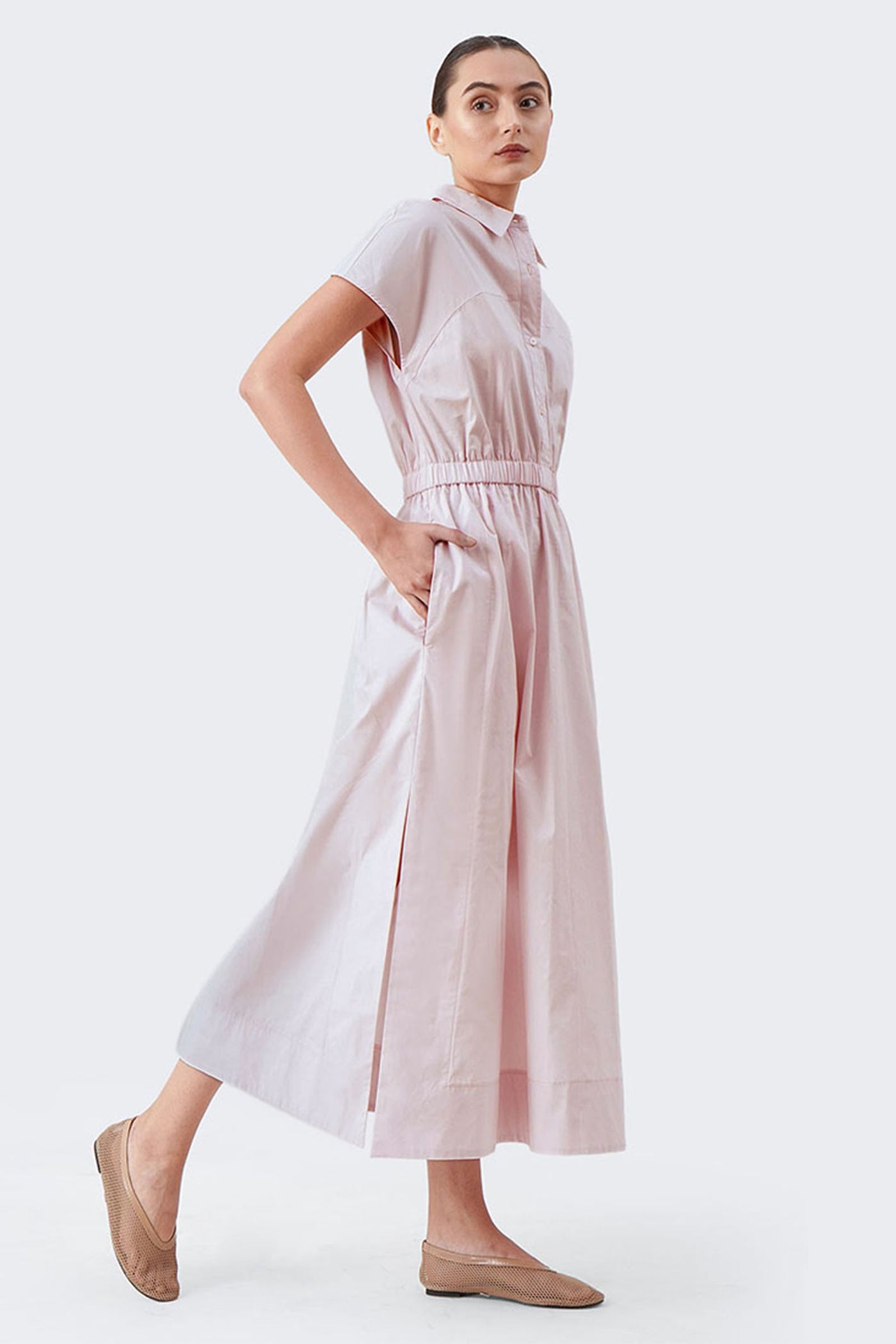 Women's Extended Sleeve Garter Waist Shirtdress