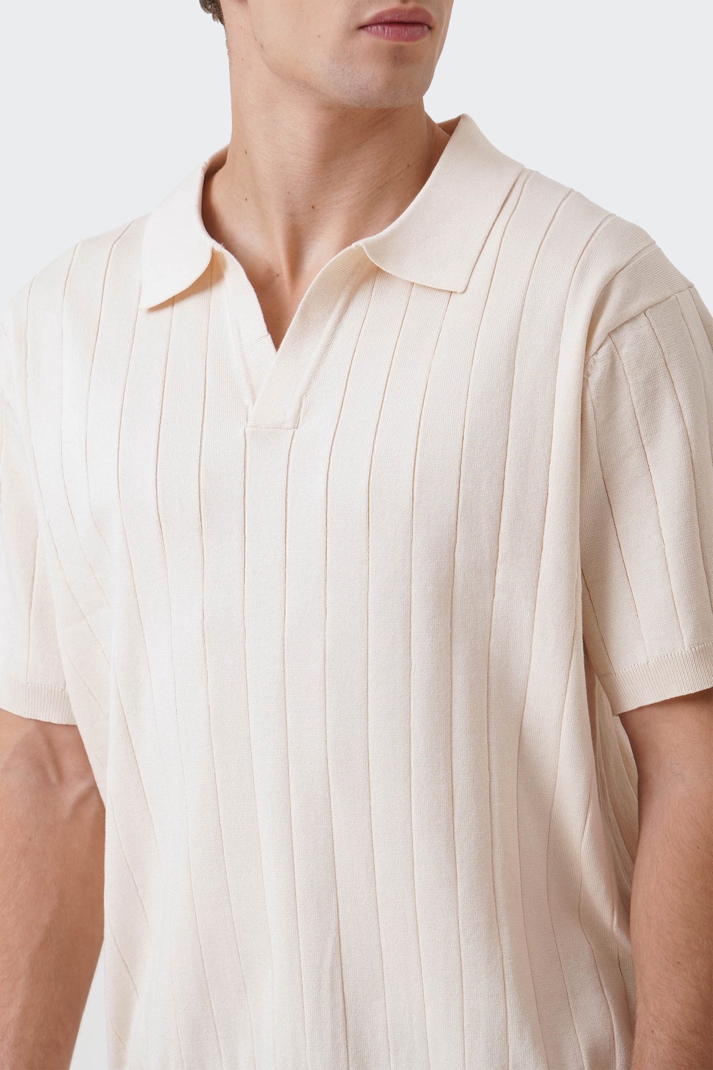 Men's Wide Rib Knit Polo with Hemband