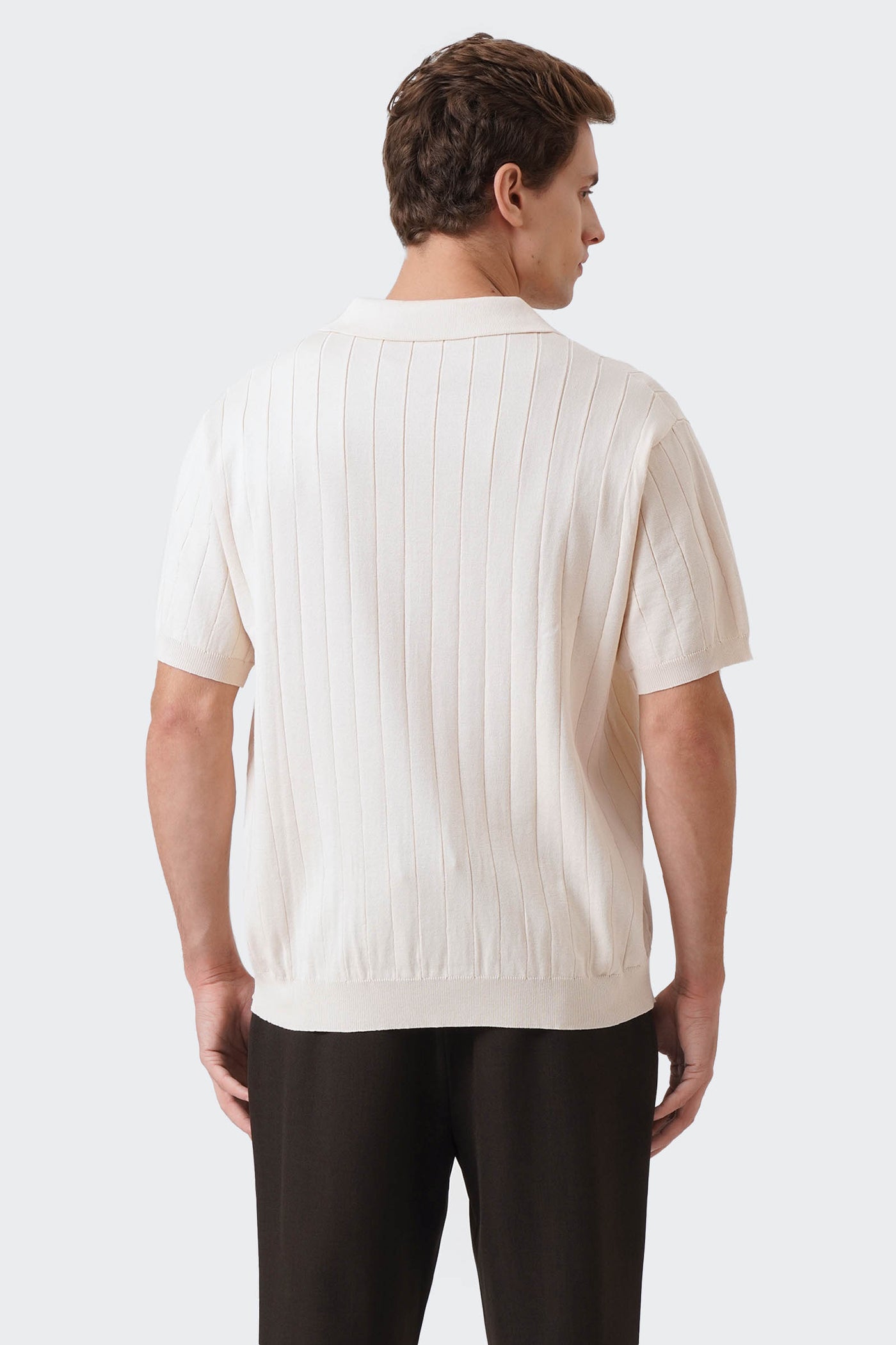 Men's Wide Rib Knit Polo with Hemband