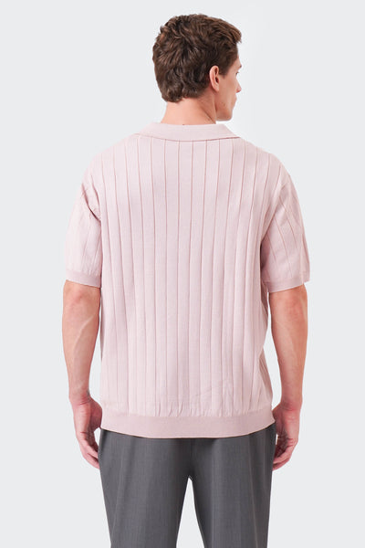 Men's Wide Rib Knit Polo with Hemband