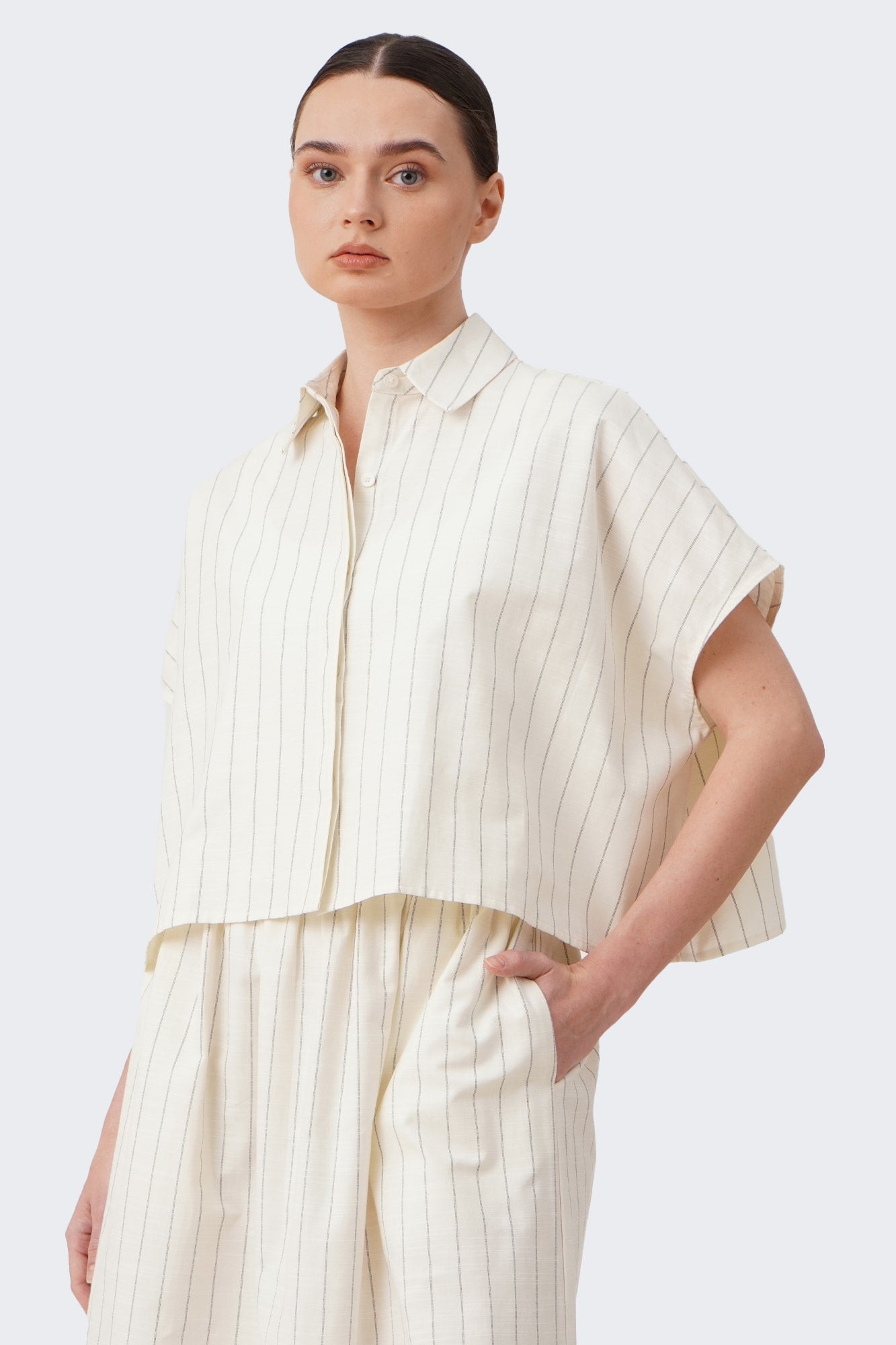 Women's Striped Cropped Shirt