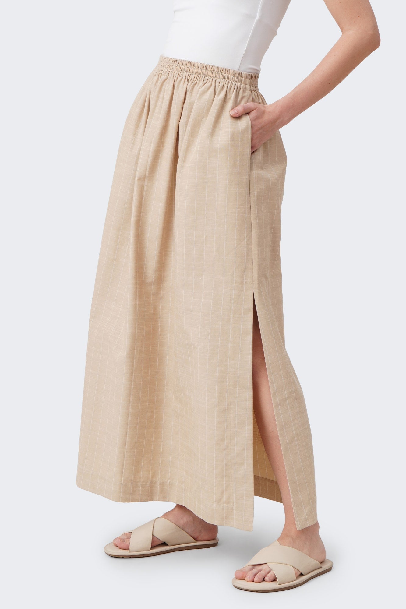 Women's Striped Pull-on A-line Skirt