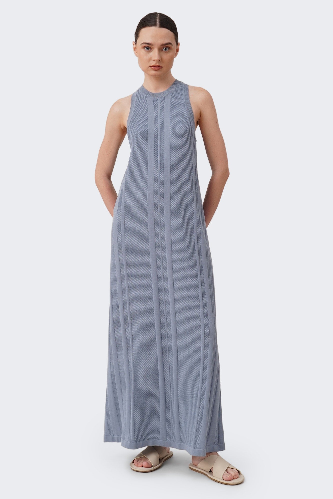 Women's Irregular Stripe Racer Maxi Dress