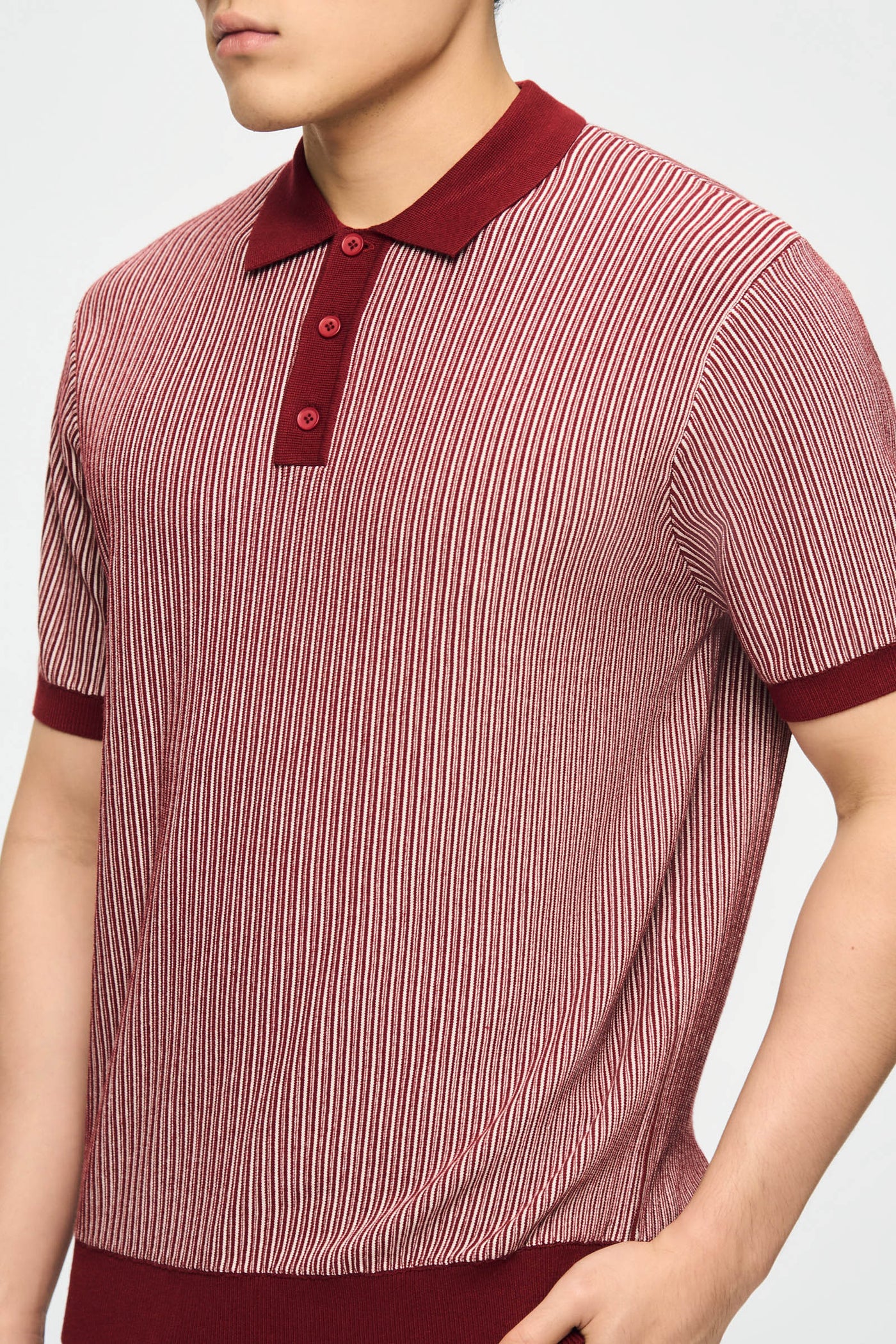 Men's Contrast Stripe Knit Polo With Hemband