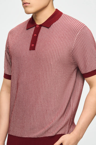 Men's Contrast Stripe Knit Polo With Hemband