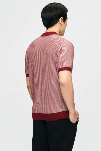 Men's Contrast Stripe Knit Polo With Hemband