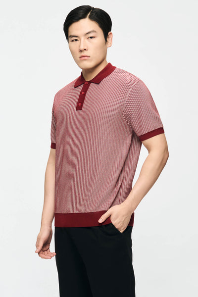 Men's Contrast Stripe Knit Polo With Hemband