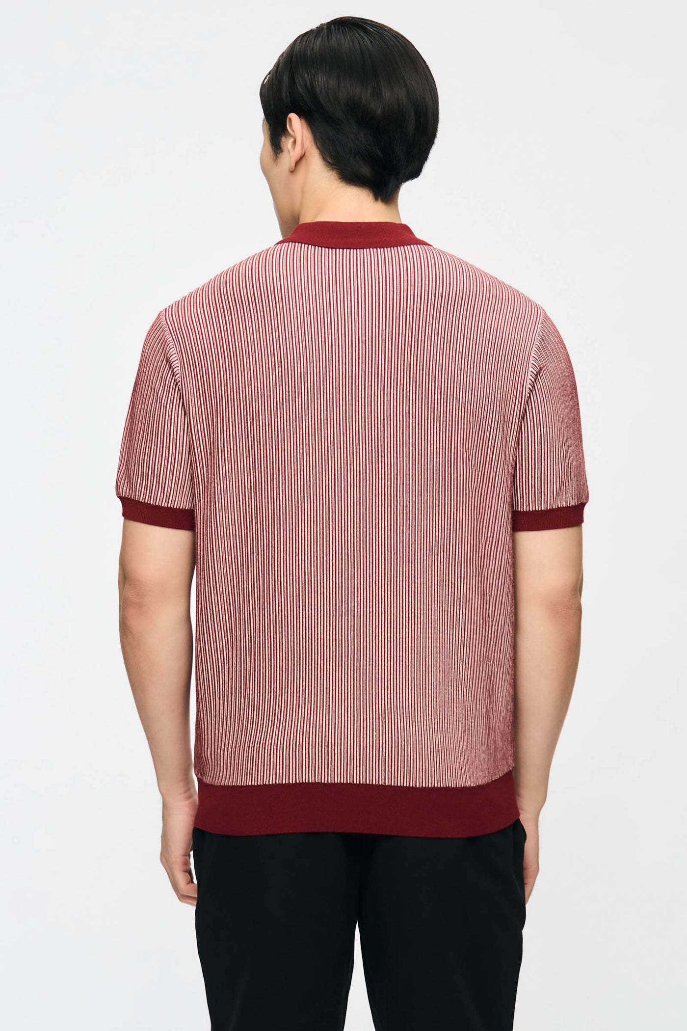 Men's Contrast Stripe Knit Polo With Hemband